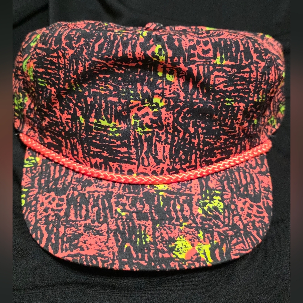 Vintage 80-90s Fresh Prince Style Snapback Neon Color Hat With Rope Bill
